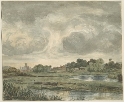 Stafford - Vista distante desde el este: pintura en acuarela, nd [?siglo XIX] de Unbekannt