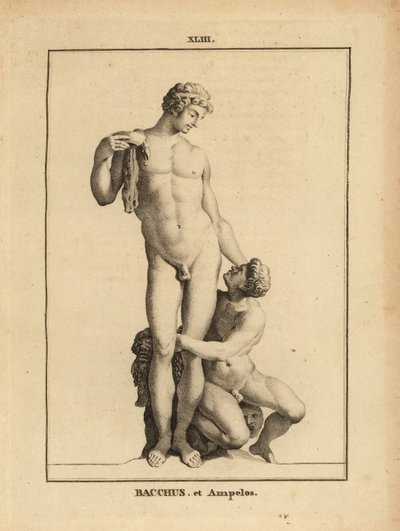 Estatua de Baco, el dios romano del vino, y su amante el sátiro niño Ampelus de Unbekannt