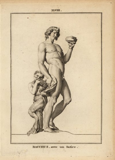 Estatua de Baco, el dios romano del vino, desnudo con un sátiro de Unbekannt