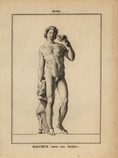 Estatua de Baco, el dios romano del vino, desnudo con un sátiro de Unbekannt
