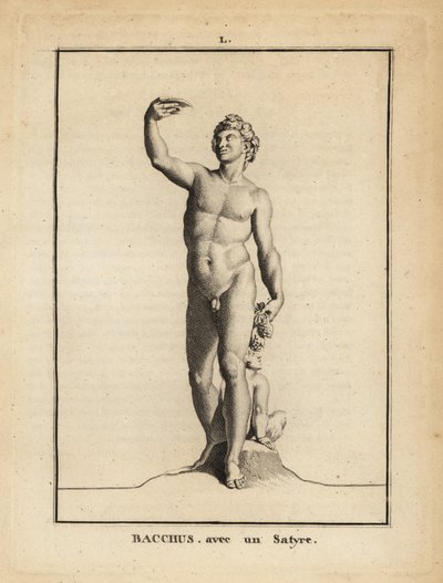 Estatua de Baco, el dios romano del vino, desnudo con un sátiro de Unbekannt