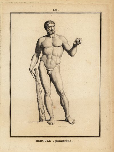 Estatua de Hércules Pomarius, héroe y dios romano, con un gran garrote de Unbekannt