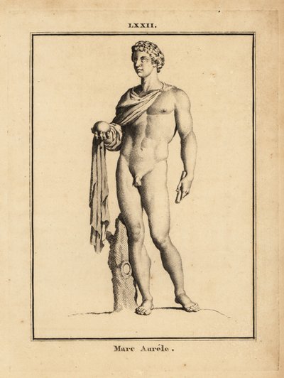 Estatua del emperador romano Marco Aurelio, Marco Aurelio Antonino Augusto; desnudo con orbe y cetro de Unbekannt