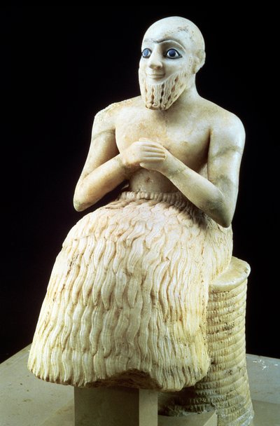 Estatua del oficial Ebih-Il, del Templo de Ishtar en Mari, Hit, Irak, Medio Éufrates, sumerio, Periodo Dinástico Temprano, c.2500 a.C. de Unbekannt