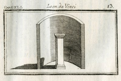 Estudios sobre los fondos, sombras y luces. “Conviene tener las partes iluminadas en los campos oscuros, y las partes oscuras en los campos claros, como se demuestra en la figura.” Grabado de “Tratado de la pintura” de Leonardo da Vinci (1452-1519) de Unbekannt