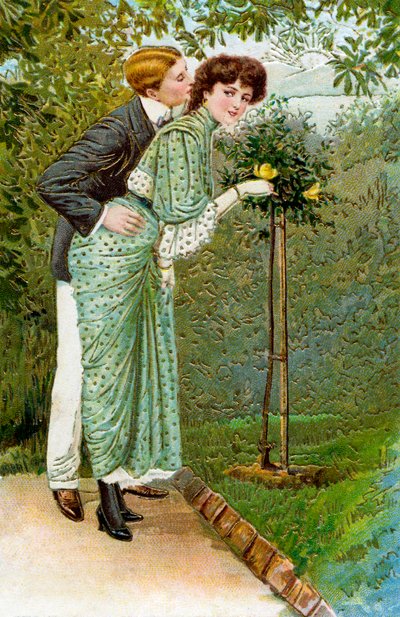 Rosa dulce - pareja en el jardín de Unbekannter Künstler