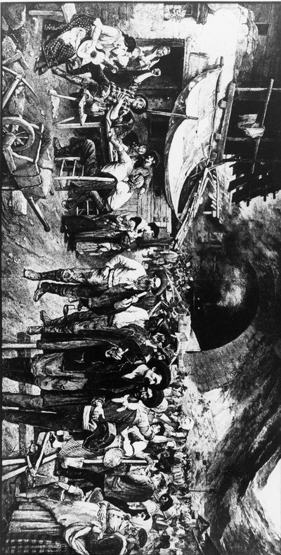 Construcción del Ferrocarril Gotthard en Suiza de Unbekannt