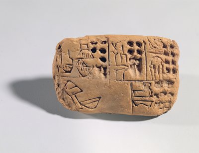 Tabla con inscripción pictográfica, Período Protoliterario, c.3300 a.C. (arcilla) de Unbekannt