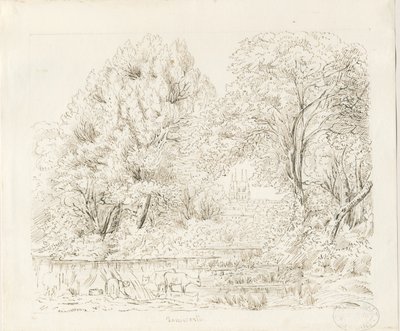 Tamworth - Vista rural: dibujo a tinta, s.f. [siglo XIX] de Unbekannt