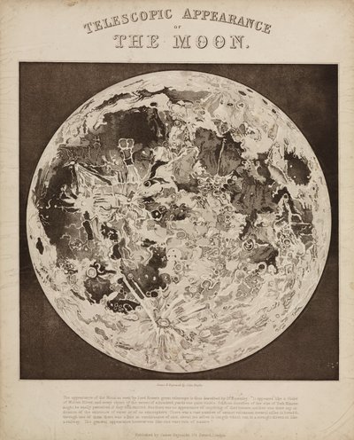 Aspecto telescópico de la Luna", c 1851 de Unbekannter Künstler