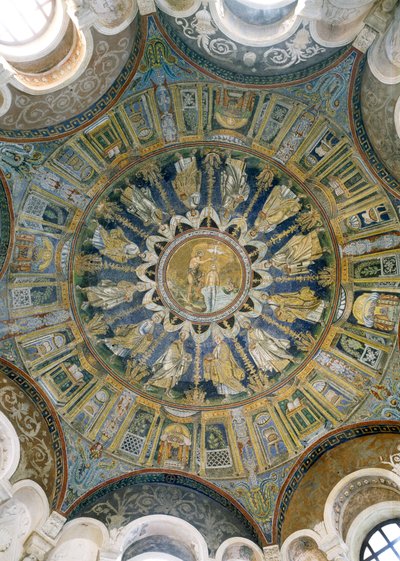 El Bautismo de Cristo rodeado por los Apóstoles, de la bóveda de la cúpula central de Unbekannt