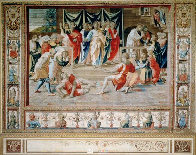 La muerte de Anianus de los Tapices de Bruselas, réplicas de la serie del Vaticano de Rafael sobre los Hechos de los Apóstoles de Unbekannt