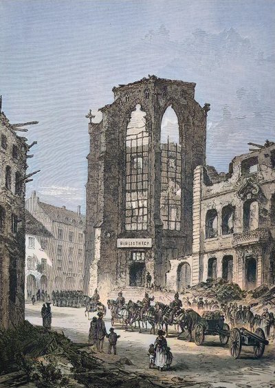 El edificio destruido de la Biblioteca de Estrasburgo de Unbekannter Künstler