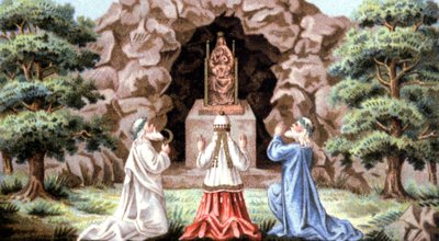 Los druidas galos adorando a la Virgen María, c.1870-1880 (cromolitografía) de Unbekannter Künstler