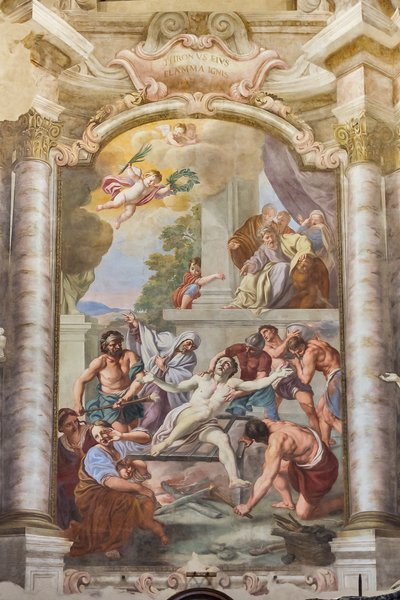 El martirio de San Lorenzo, Sala Teatini, Iglesia de San Vincenzo, Piacenza, Emilia-Romaña, Italia (foto) de Unbekannter Künstler