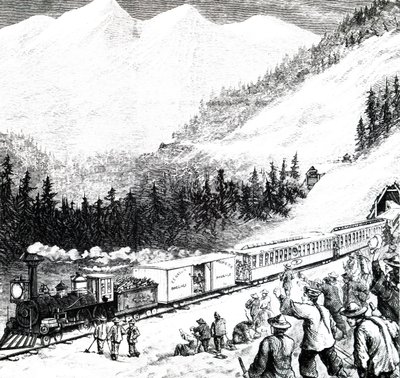 El ferrocarril del Pacífico en las montañas de Sierra Nevada de Unbekannt