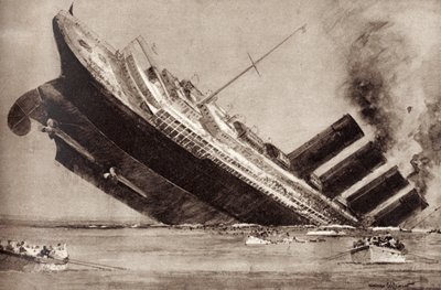 El hundimiento del Lusitania de Unbekannter Künstler