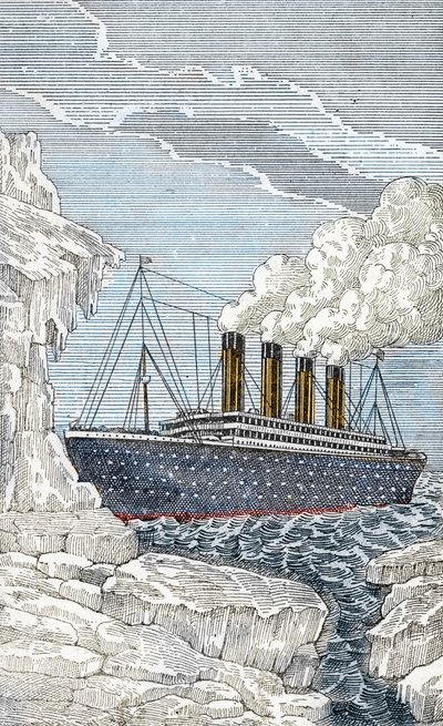 El transatlántico Titanic chocó contra un iceberg el 14 de abril de Unbekannter Künstler