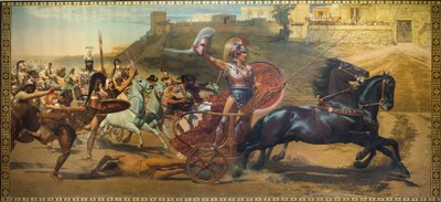 El Triunfo de Aquiles - Pintura en el Palacio de Aquileón, Corfú - La pintura del Triunfo de Aquiles en el palacio de Aquileón, casco antiguo de Corfú, Islas Jónicas, Grecia, Europa de Unbekannter Künstler