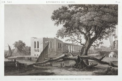 El acueducto en El Cairo Viejo, desde la Isla de Roudah, Egipto, c. 1798 de Unbekannt