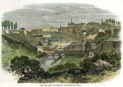 La ciudad y el fuerte de Luxemburgo vistos desde el norte de Alec Hunter