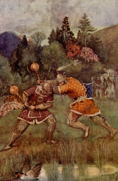 La competición de los príncipes Bhima y Salya de Unbekannter Künstler