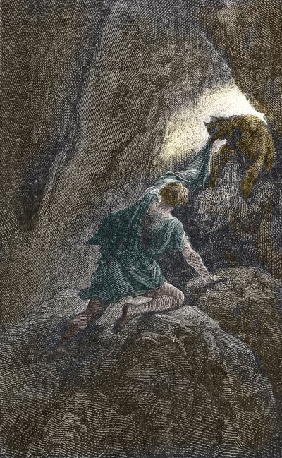 La fuga de Aristomenes de la cueva donde estaba prisionero de Unbekannter Künstler