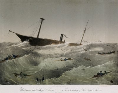 El fracaso de los anglosajones en Terranova (Canadá). Litografía (34,4x43,4 cm) de F. Sala et Co. de Unbekannter Künstler