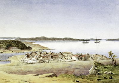 La fortaleza de Bomarsund, en las islas Aland (Finlandia), en agosto de 1854. de Unbekannter Künstler
