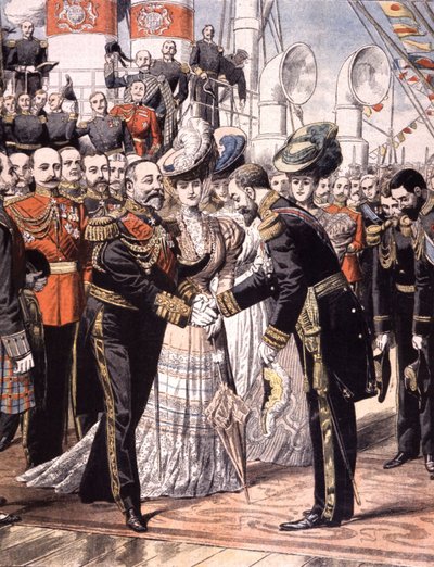El vicealmirante francés Caillard recibido por Edouard VII (1904) de Unbekannter Künstler