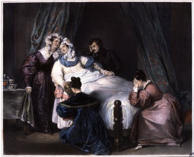 La pérdida irreparable, incluso muerto en el parto, c.1840 (litografía) de Unbekannter Künstler