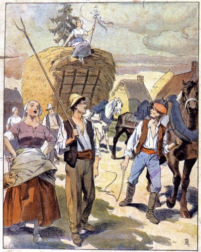 El último vagón de trigo de la Beauce, c.1910 (ilustración) de Unbekannter Künstler
