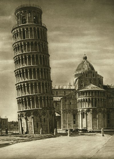 La torre inclinada y el ábside de la cúpula de Pisa en 1925 de Unbekannt