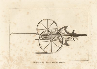El lyonois o lyonnoise, una máquina para defender una brecha, inventada por Bonnerville en Lyon de Unbekannt
