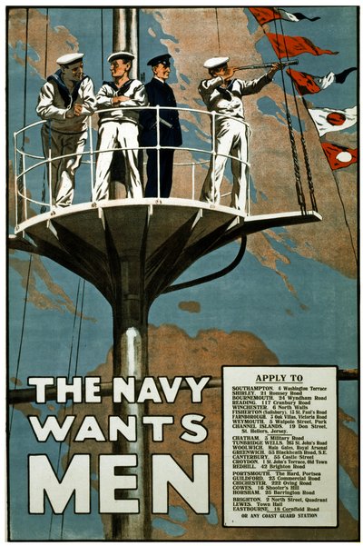 La marina quiere hombres, c.1915 (litografía) de Unbekannt