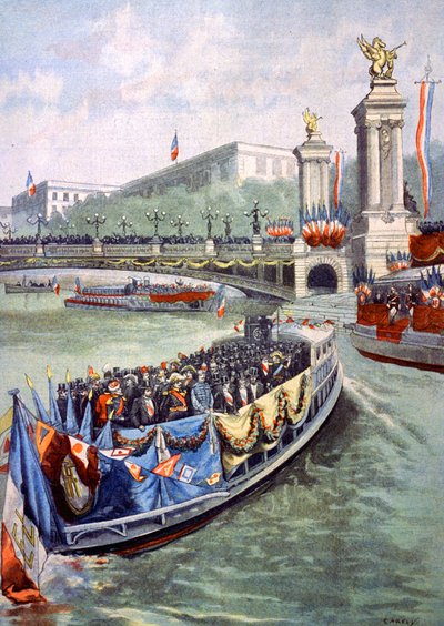 La flotilla oficial en la inauguración de la exposición de París de Unbekannter Künstler