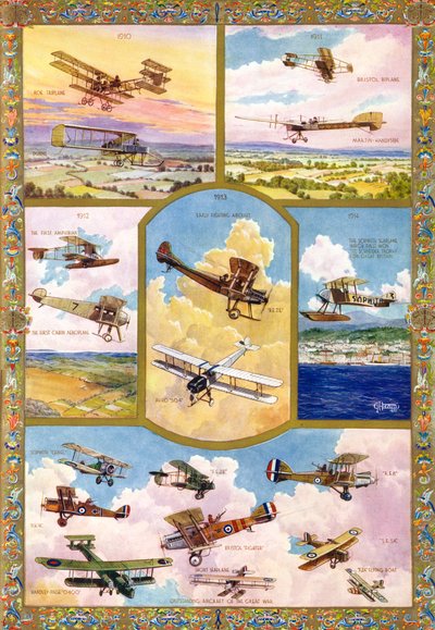 El progreso de la aviación de 1910 a 1918 de Unbekannter Künstler