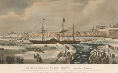El vapor Britannia, de la compañía Cunard, saliendo de los muelles de Boston (EE.UU.) el 3 de febrero. de Unbekannter Künstler