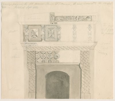 Tittensor - Chimenea en la Casa Solariega: dibujo a lápiz y lavado, septiembre de 1832 de Unbekannt