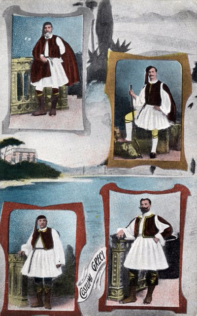 Trajes tradicionales de hombres griegos - Postal 1914-1918 de Unbekannt