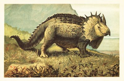 Triceratops prorsus, dinosaurio herbívoro extinto.1908 (litografía) de Unbekannter Künstler