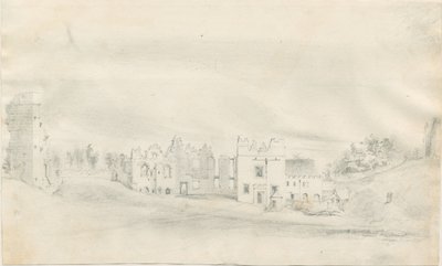 Castillo de Tutbury: dibujo a lápiz, nd [?siglo XIX] de Unbekannt