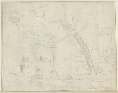 Castillo de Tutbury: dibujo a lápiz, nd [?siglo XIX] de Unbekannt