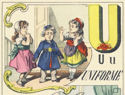 U: uniforme - Alfabeto de Juegos, c.1890 (ilustración) de Unbekannt