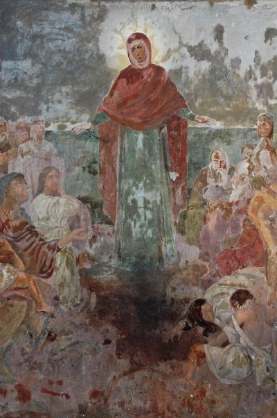 Ucrania, Kiev, Kyiv-Percherska Lavra (Monasterio de las Cuevas Ortodoxo-orig 1051), fresco en la entrada de Unbekannt