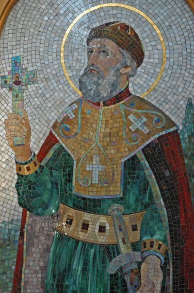 Ucrania, Kiev, Catedral ortodoxa y convento de San Illyaa (bizantino), mosaico de San Vladimir de Unbekannter Künstler
