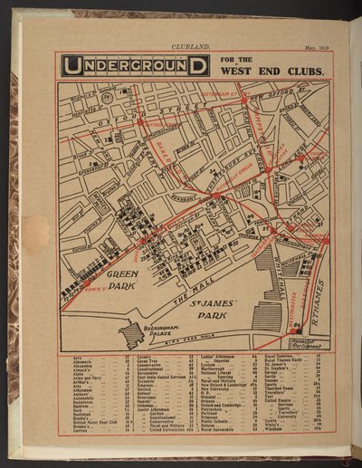 Metro para los clubes del West End, mayo de 1910 de Unbekannter Künstler