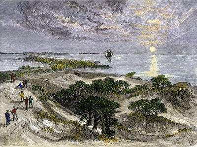 Estados Unidos, Estado de Virginia: Colonos ingleses en las tierras de la isla de Roanoke de Unbekannter Künstler