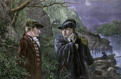 Guerra de Independencia de los Estados Unidos de América (1775-1783): Benedict Arnold (1741-1801) traicionó a su patria prometiendo entregar West Point a Inglaterra, julio de 1780. Arnold ofreció devolver el fuerte a los británicos a cambio de 20.000 libra de Unbekannter Künstler