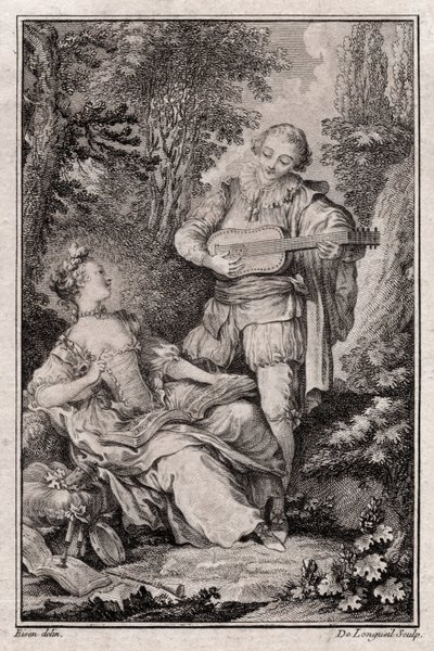 Escena de género sin título, París 1766 (grabado) de Unbekannter Künstler